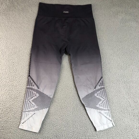 Victoria Secret PINK Leggings Large Gray Joggers Pants Logo Yoga Workout Stretch - Picture 3 of 7